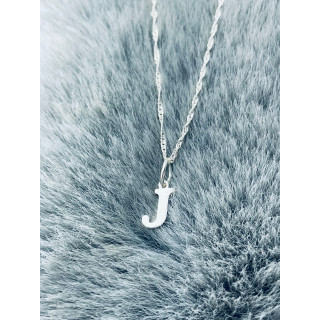 925 Silber Anhänger mit Buchstabe J + Singaporekette | Kettenanhänger aus Silber Alphabet
