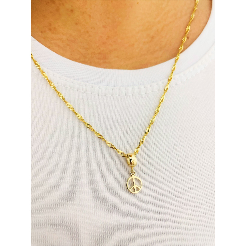 Anhänger Kettenanhänger Peace Zeichen Friedenszeichen Einhänger Charms Gelbgold