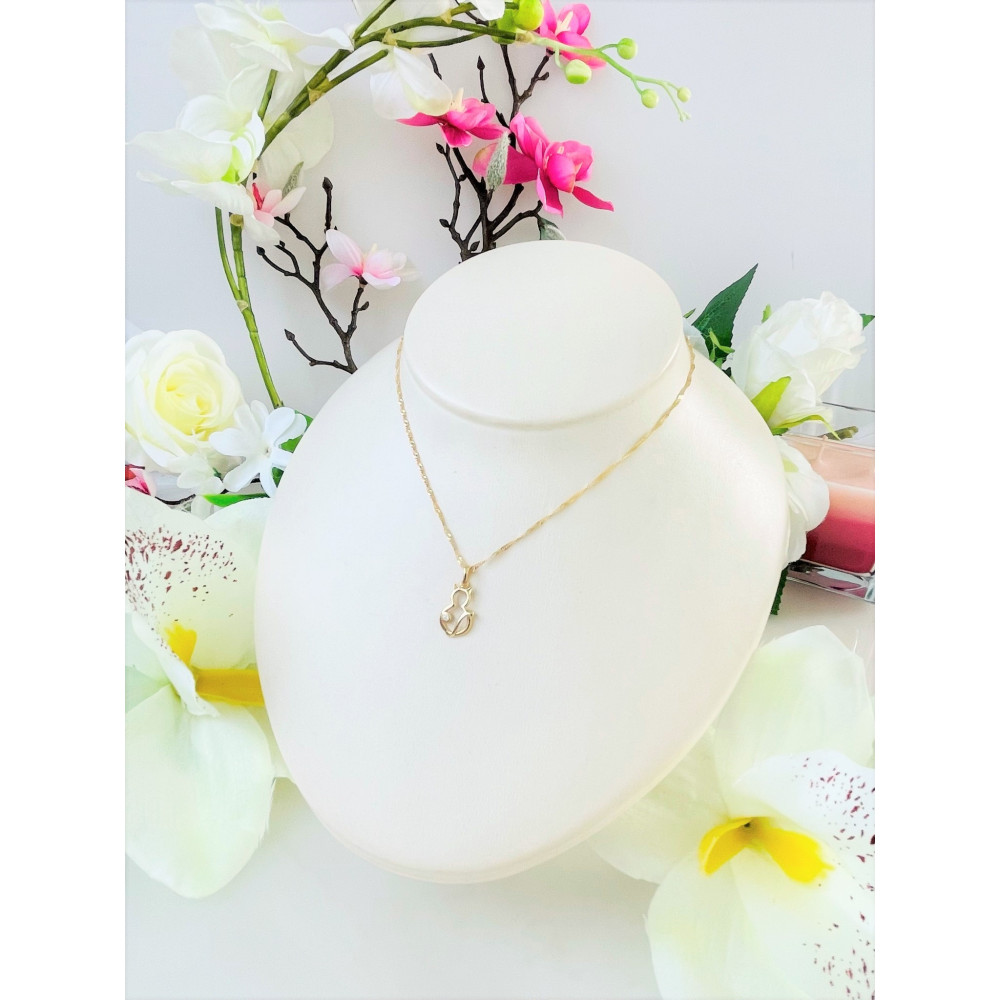 Złoty wisiorek zawieszka kot z cyrkonią