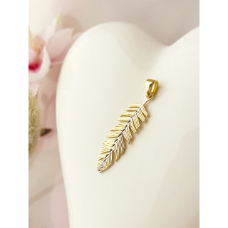 Złoty wisiorek zawieszka pióro piórko figurka bikolor