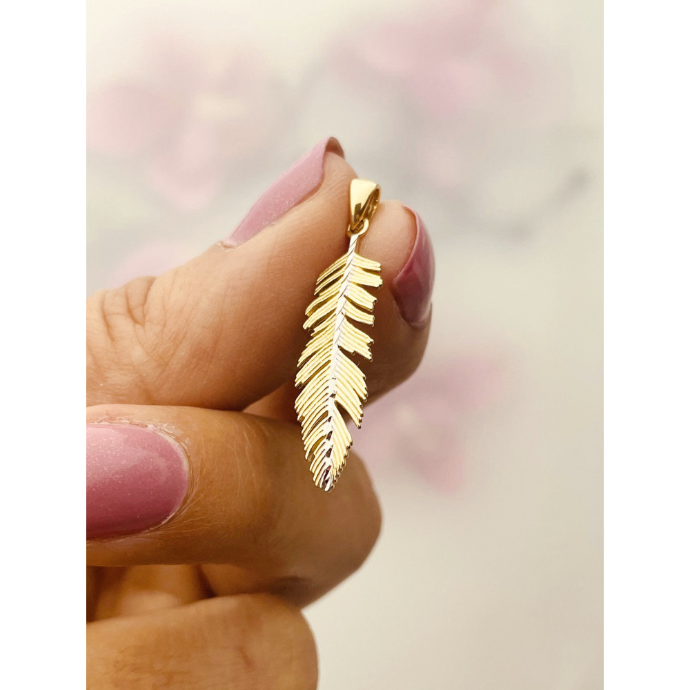 Anhänger Feder Gelbgold Goldanhänger 585er 14KT