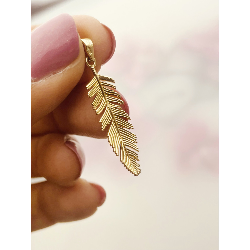 Anhänger Feder Gelbgold Goldanhänger 585er 14KT