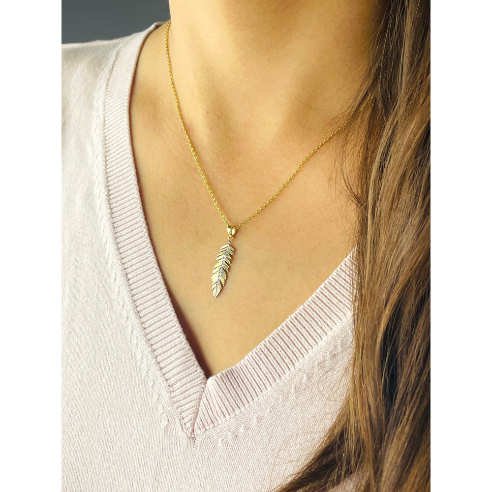 Anhänger Feder Gelbgold Goldanhänger 585er 14KT