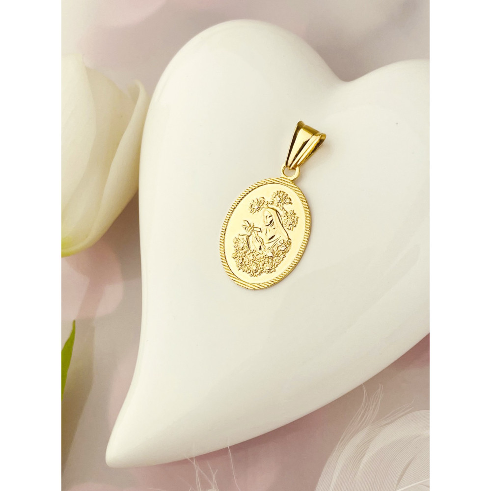 Złoty Medalik Zawieszka Święta Rita Chrzest Komunia