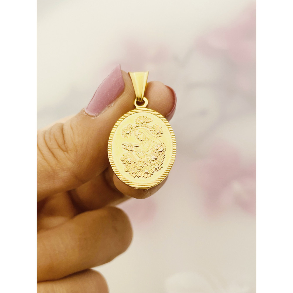 Złoty Medalik Zawieszka Święta Rita Chrzest Komunia