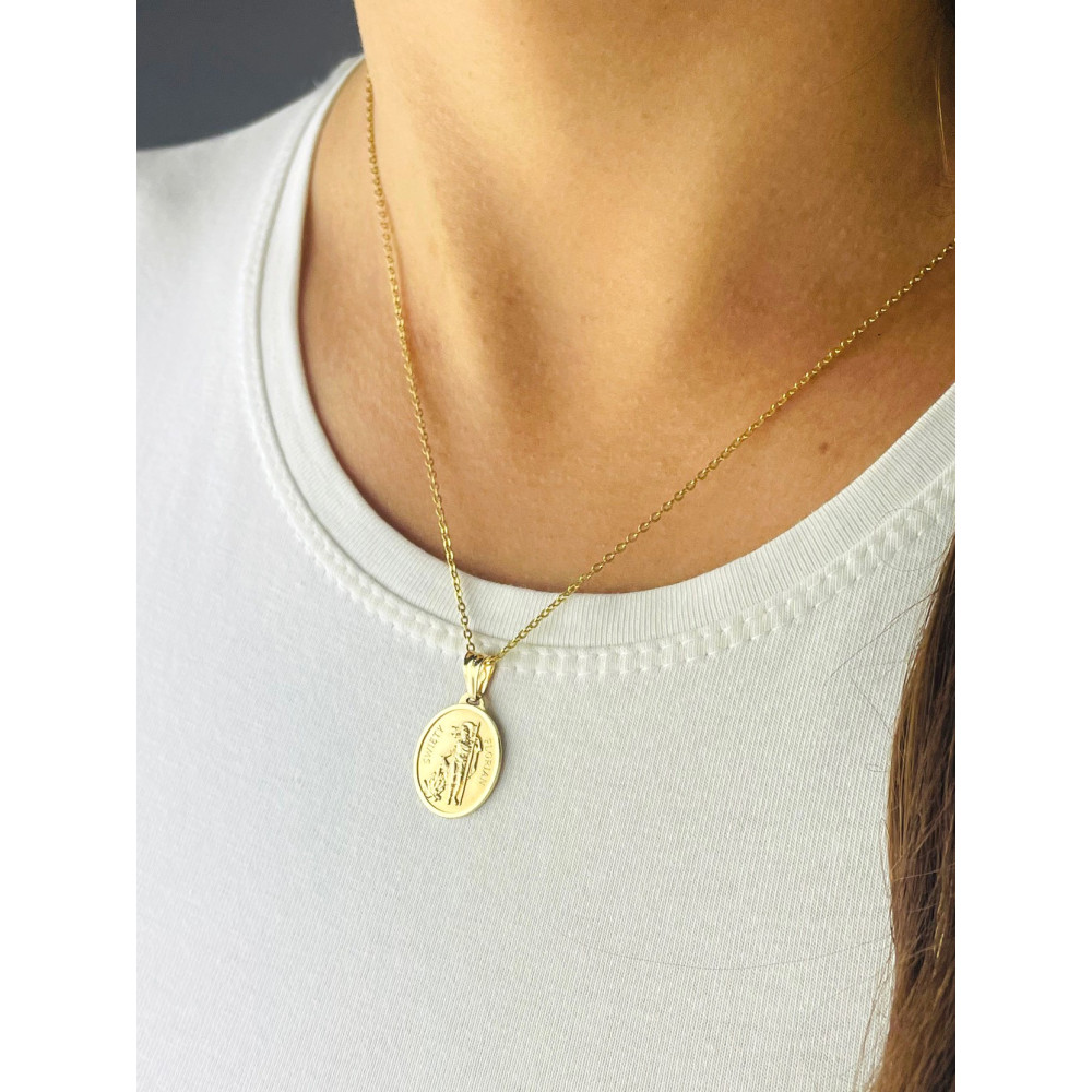 Złoty Medalik Zawieszka Święty Florian Chrzest Komunia