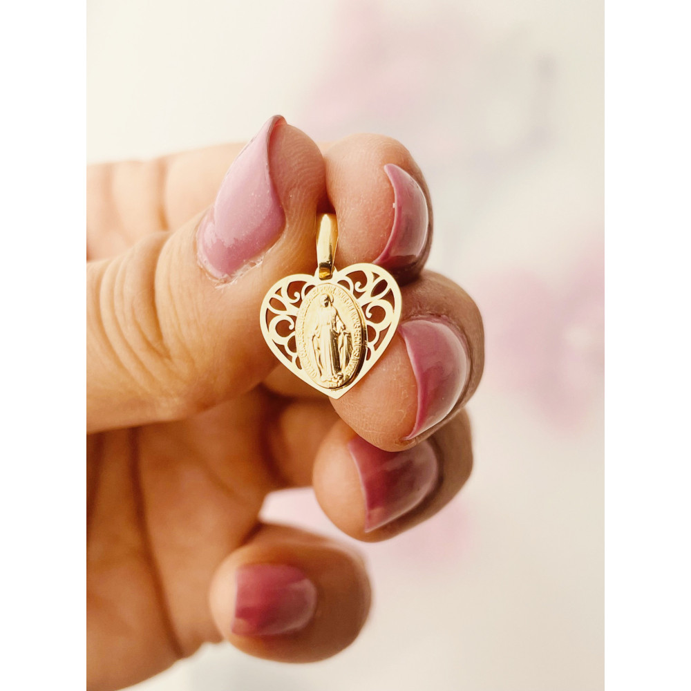 Herz Anhänger Madonna Maria Goldanhänger Erstkommunion 585er 14KT