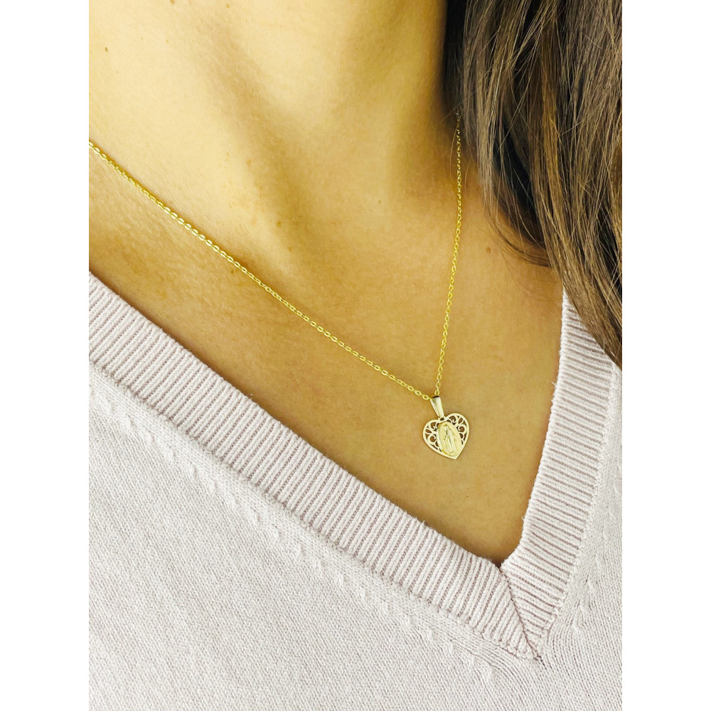 Herz Anhänger Madonna Maria Goldanhänger Erstkommunion 585er 14KT