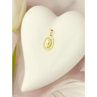 Złoty Medalik Zawieszka Matka Boska Chrzest Komunia