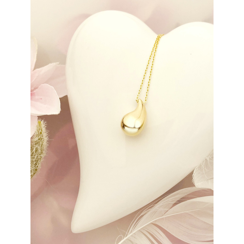 Träne Halskette goldenes mit Zirkonia Halsband Gelbgold 585er 14KT