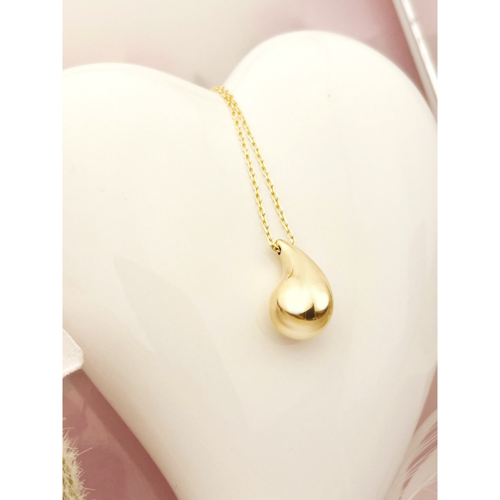 Träne Halskette goldenes mit Zirkonia Halsband Gelbgold 585er 14KT