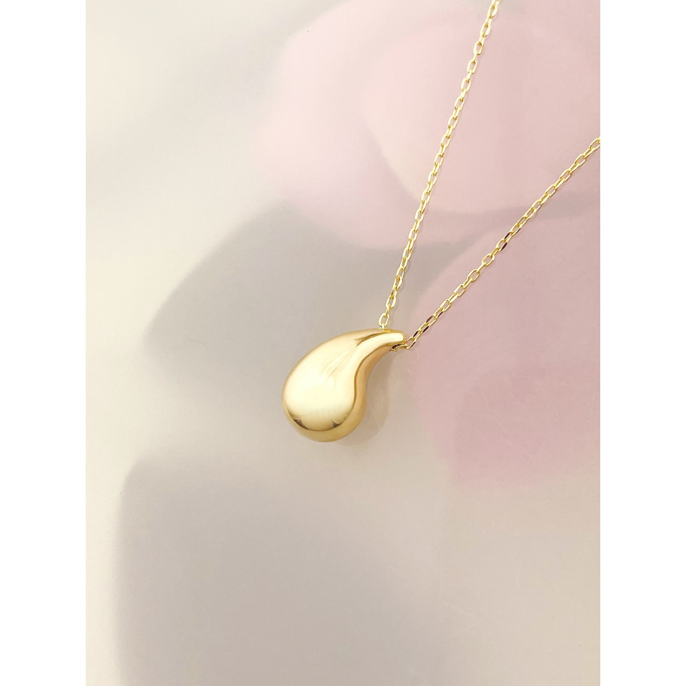 Träne Halskette goldenes mit Zirkonia Halsband Gelbgold 585er 14KT