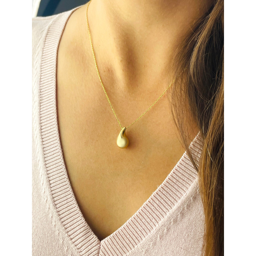 Träne Halskette goldenes mit Zirkonia Halsband Gelbgold 585er 14KT