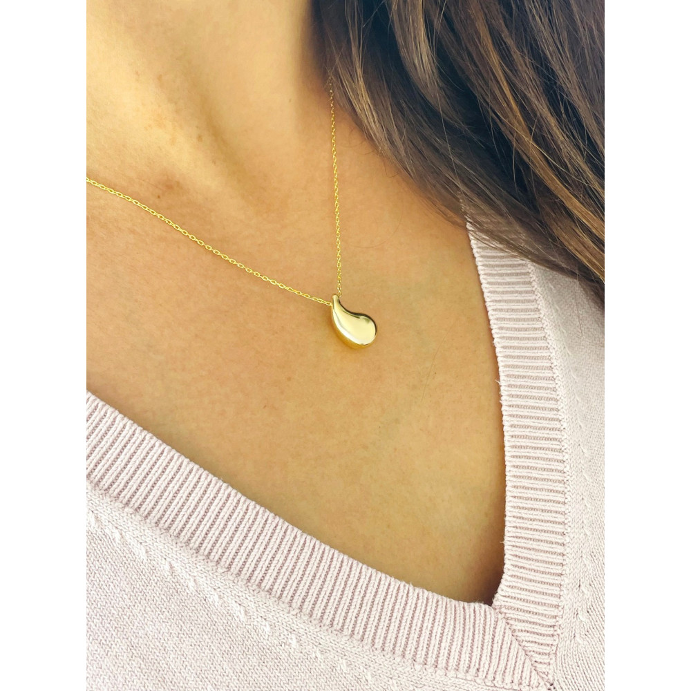 Träne Halskette goldenes mit Zirkonia Halsband Gelbgold 585er 14KT