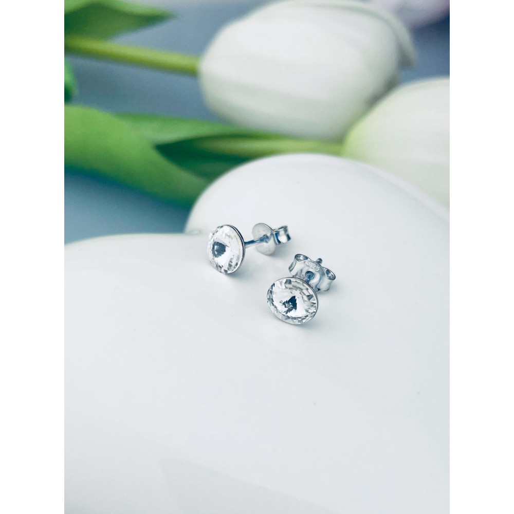 Srebrne kolczyki kuleczki z cyrkoniami Swarovski Elements