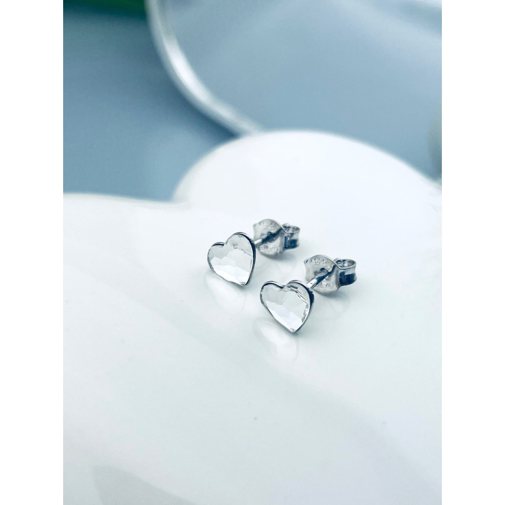Srebrne kolczyki serca serduszka z cyrkoniami Swarovski Elements