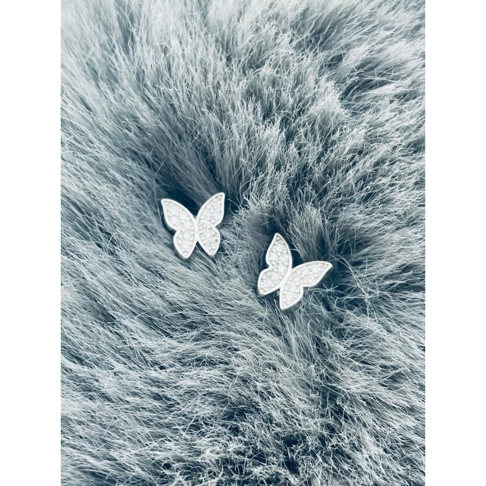Schmetterling 925 Silber Ohrringe mit Zirkonia