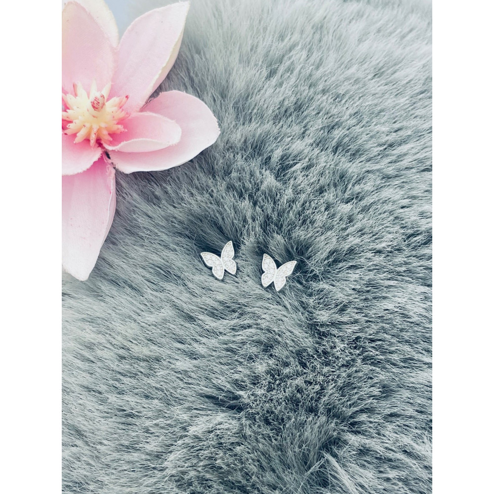 Schmetterling 925 Silber Ohrringe mit Zirkonia