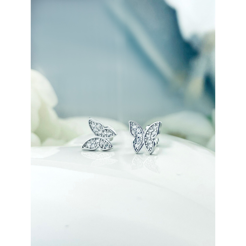 Schmetterling 925 Silber Ohrringe mit Zirkonia