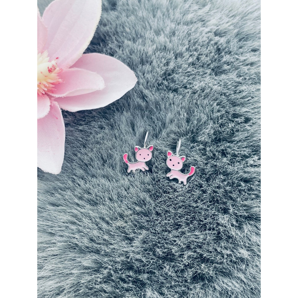 Katze 925 Silber Ohrringe