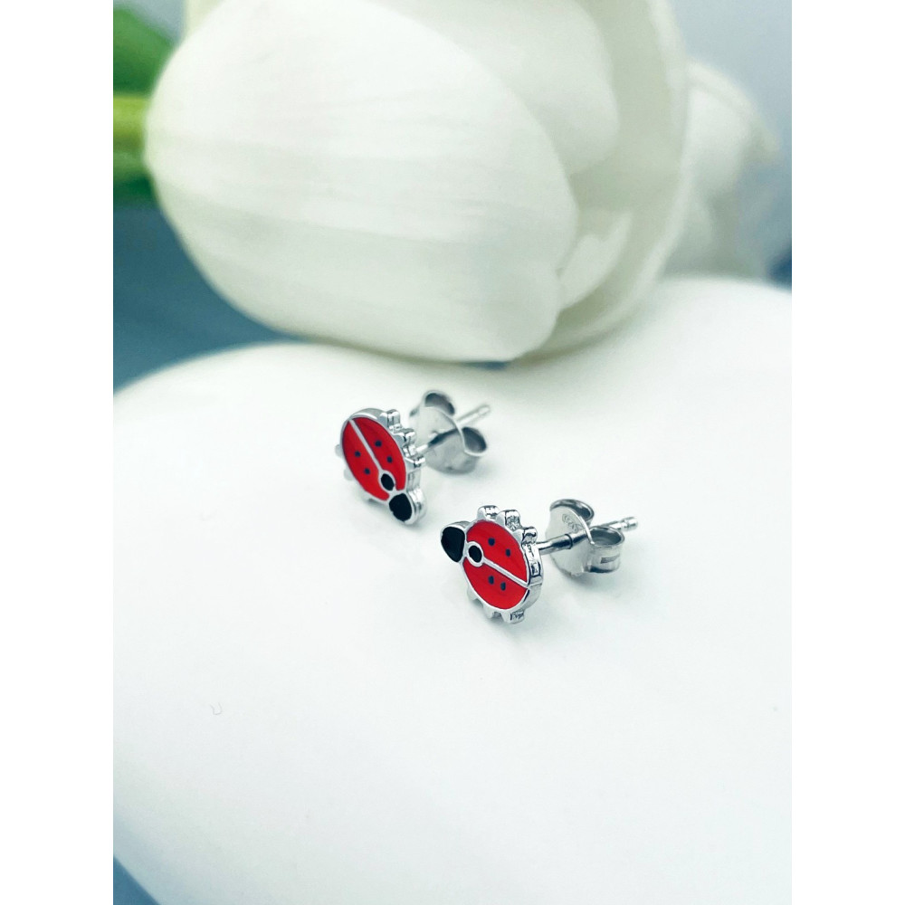 Marienkäfer 925 Silber Ohrringe