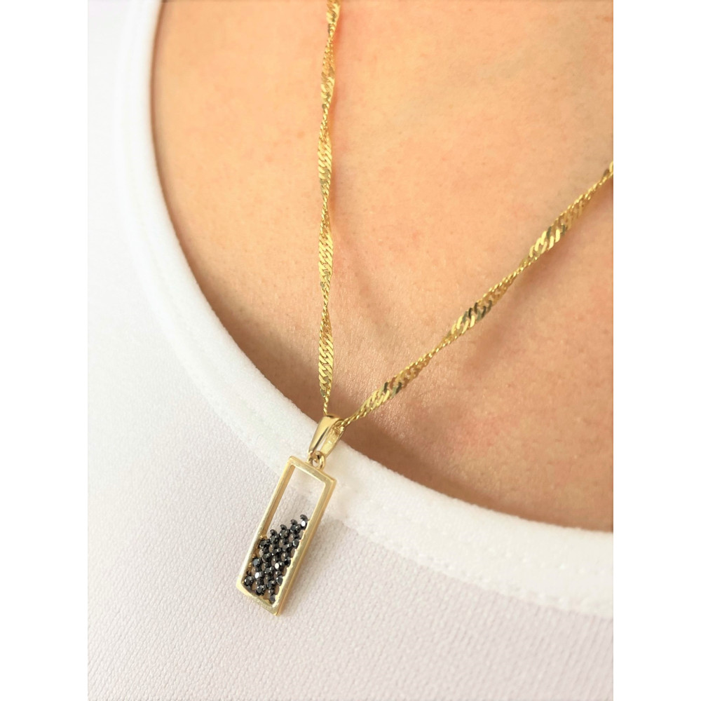 copy of Złota zawieszka wisiorek fantazyjny romb dwukolorowy