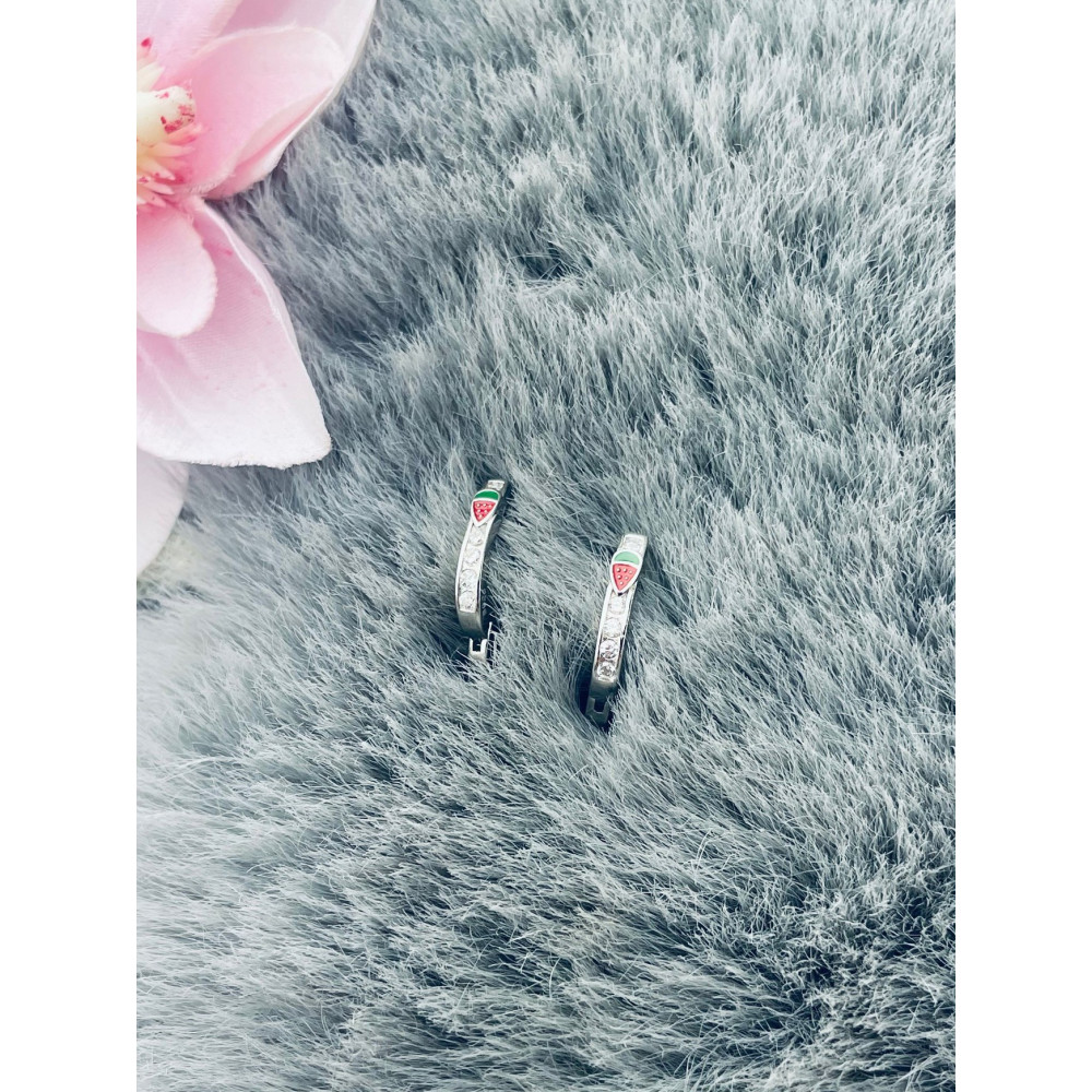 Erdbeere 925 Silber mit Zirkonia Ohrringe