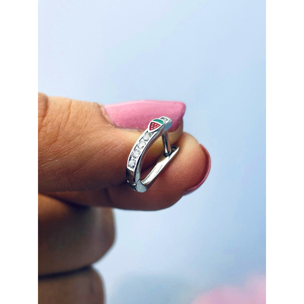 Erdbeere 925 Silber mit Zirkonia Ohrringe