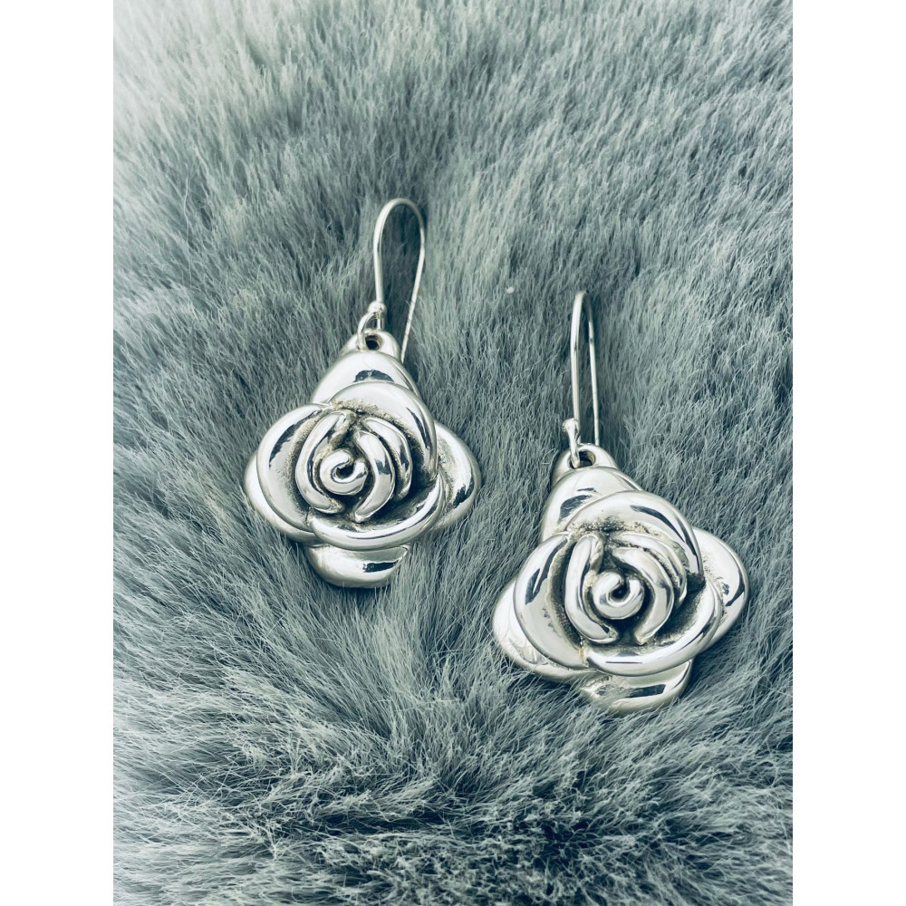 Rose 925 Silber Ohrringe