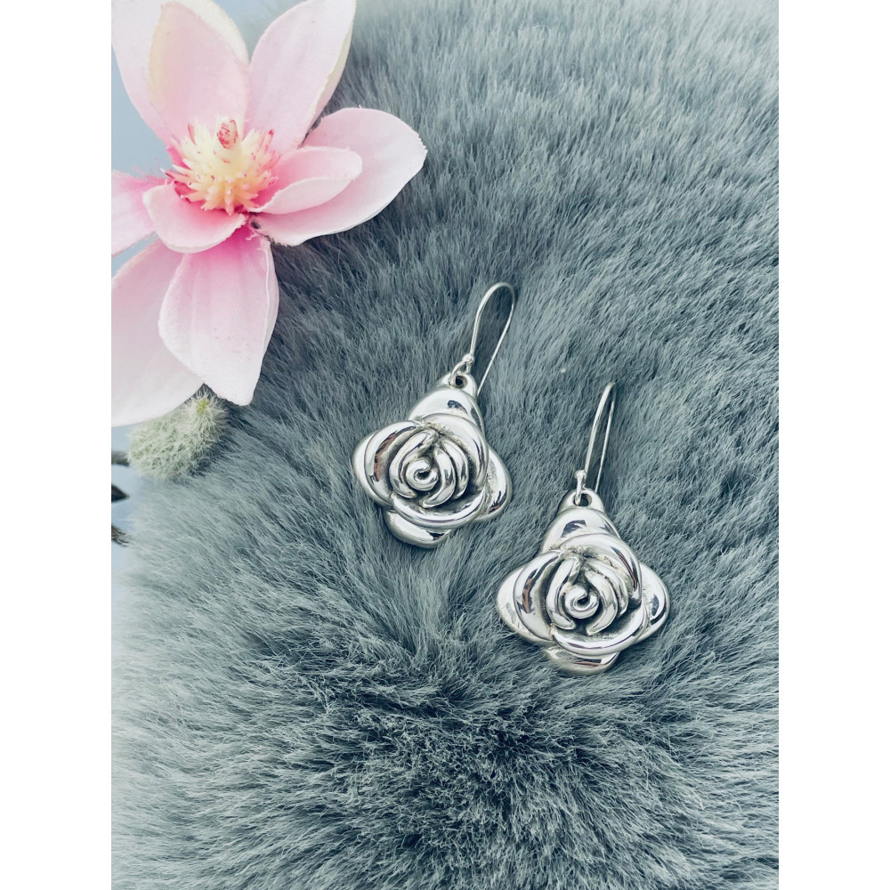 Rose 925 Silber Ohrringe