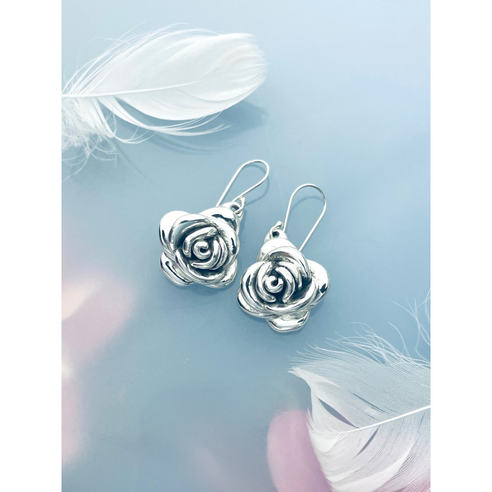 Rose 925 Silber Ohrringe