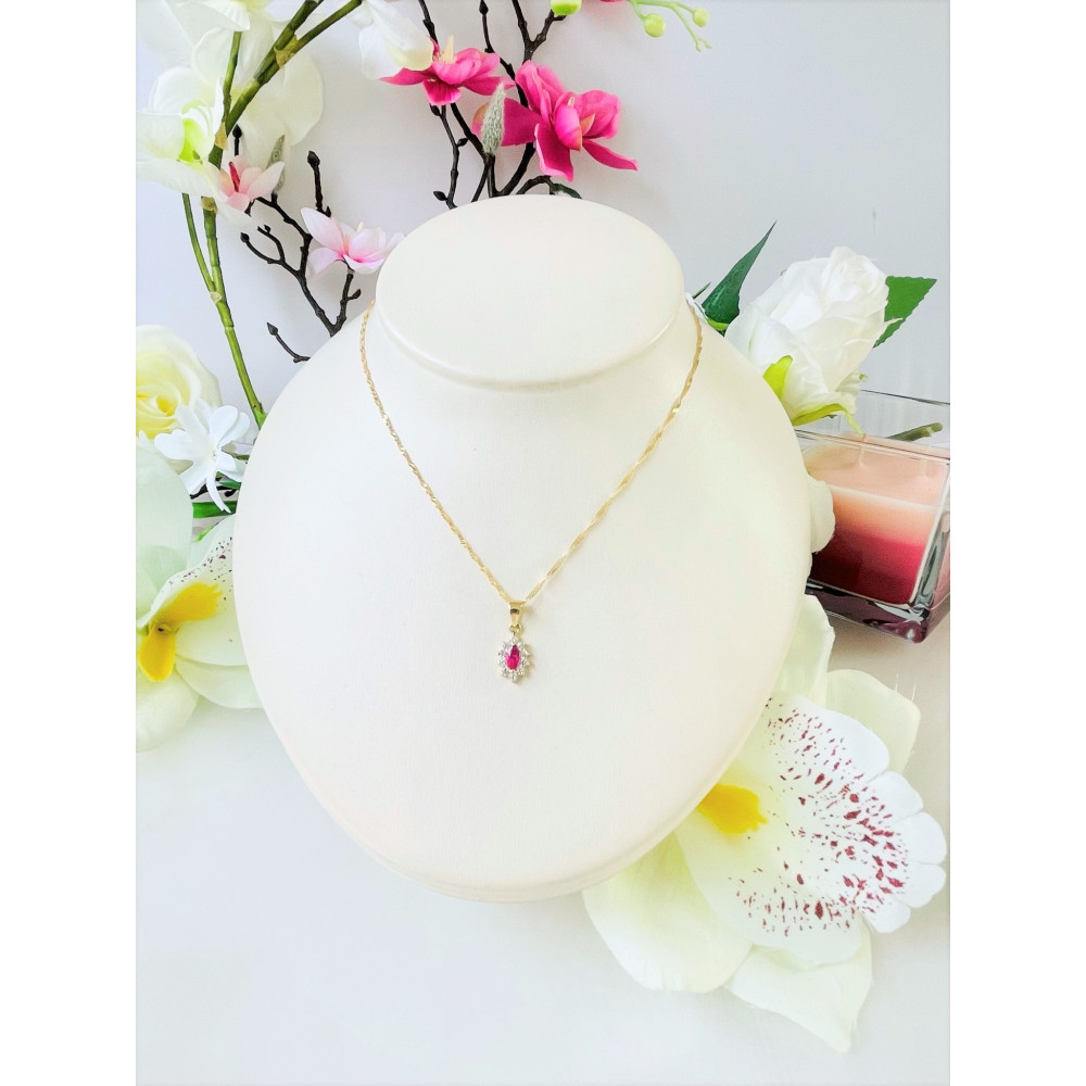 Złota zawieszka wisiorek owalny z cyrkoniami