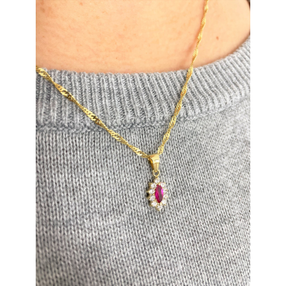 Złota zawieszka wisiorek owalny z cyrkoniami