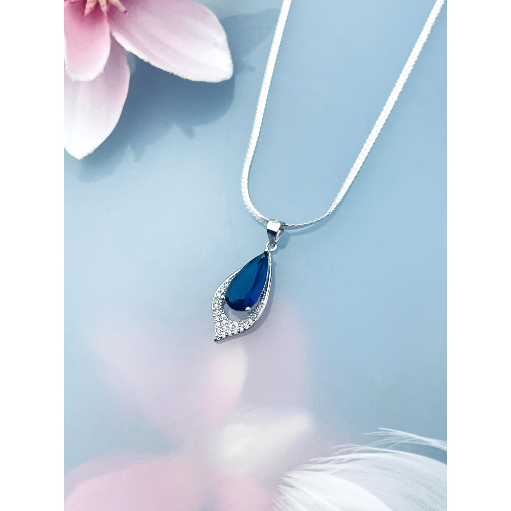 Tropfen 925 Silber Anhänger mit Zirkonia