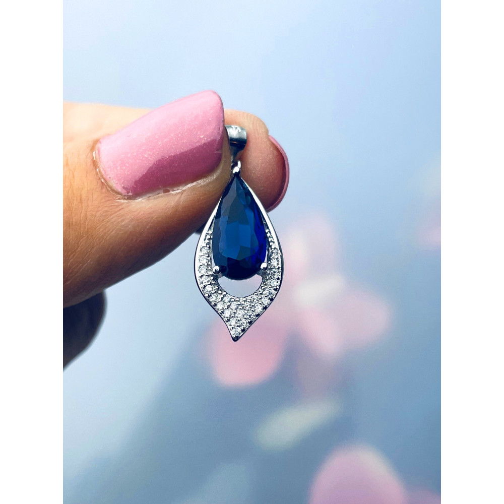 Tropfen 925 Silber Anhänger mit Zirkonia