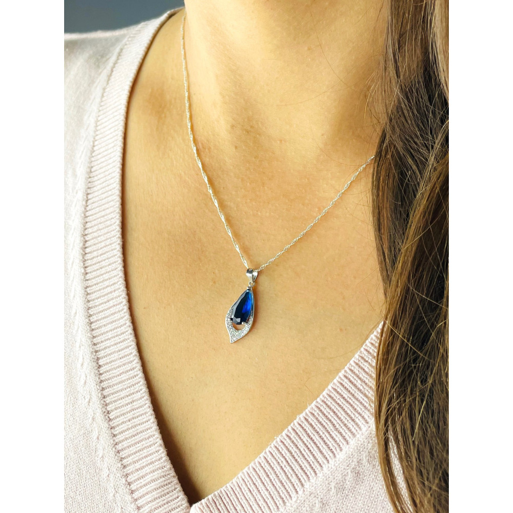 Tropfen 925 Silber Anhänger mit Zirkonia