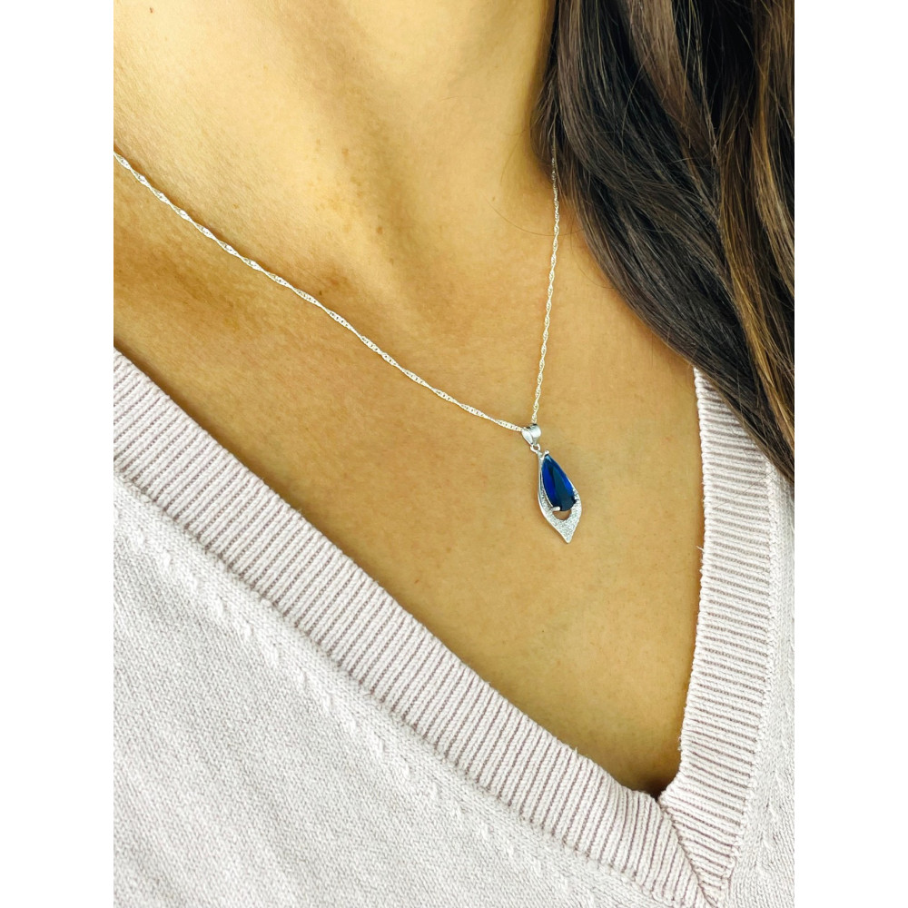 Tropfen 925 Silber Anhänger mit Zirkonia