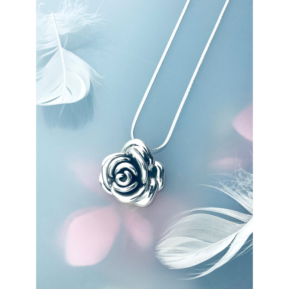Rose 925 Silber Damen Medaillon Anhänger