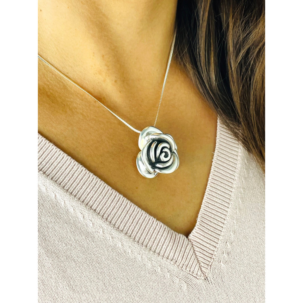 Rose 925 Silber Damen Medaillon Anhänger