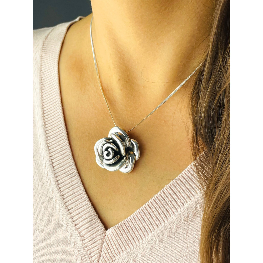 Rose 925 Silber Damen Medaillon Anhänger