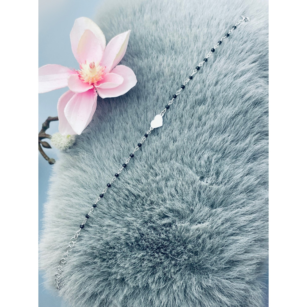 Herz Armband 925 Silber mit Onyx Damen