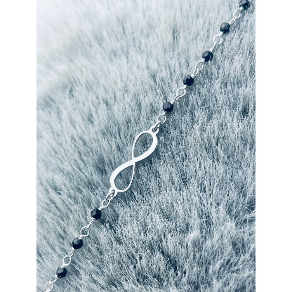 Infinity Armband 925 Silber mit Onyx Damen