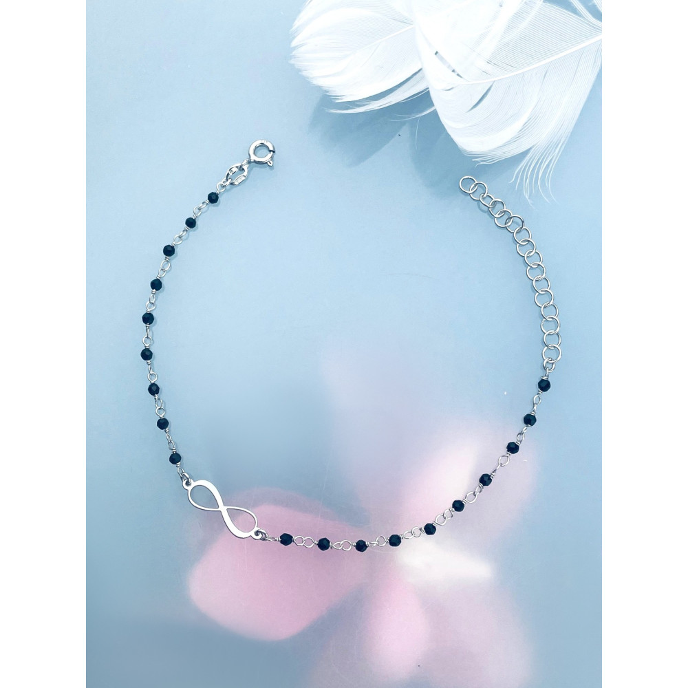 Infinity Armband 925 Silber mit Onyx Damen