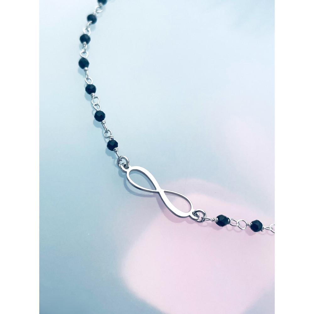 Infinity Armband 925 Silber mit Onyx Damen