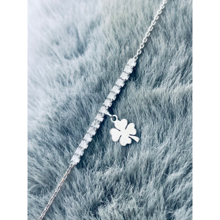 vierblättriges Kleeblatt Armband 925 Silber mit Zirkonia Damen
