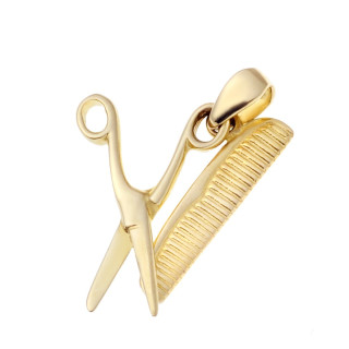 Złoty wisiorek zawieszka nożyczki i grzebień