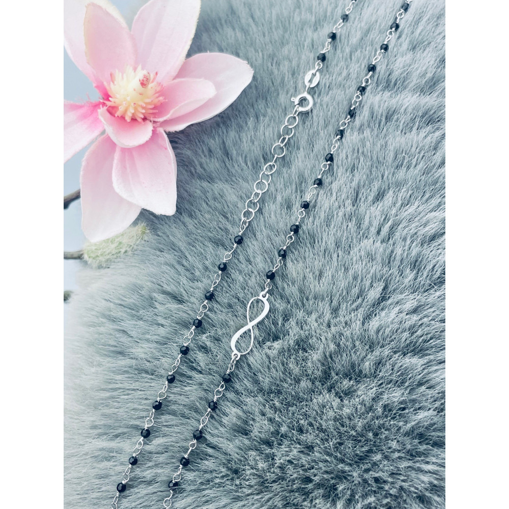 Infinity 925 Silber Halskette mit Onyx Halsband Damen