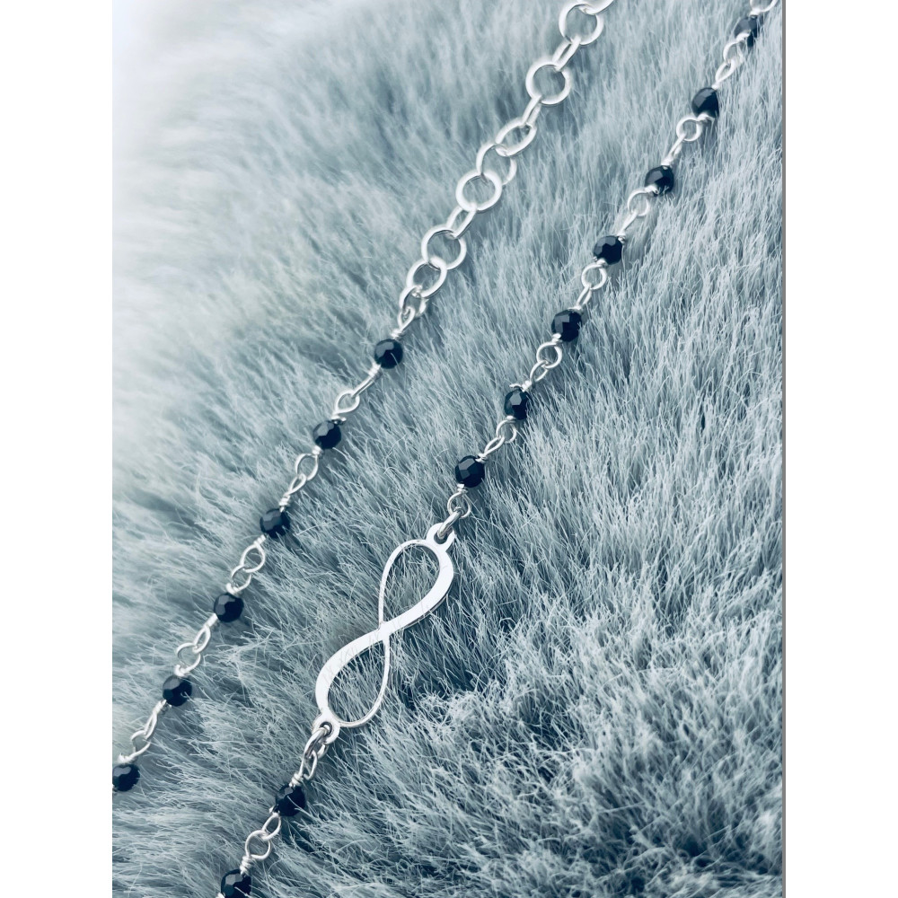 Infinity 925 Silber Halskette mit Onyx Halsband Damen