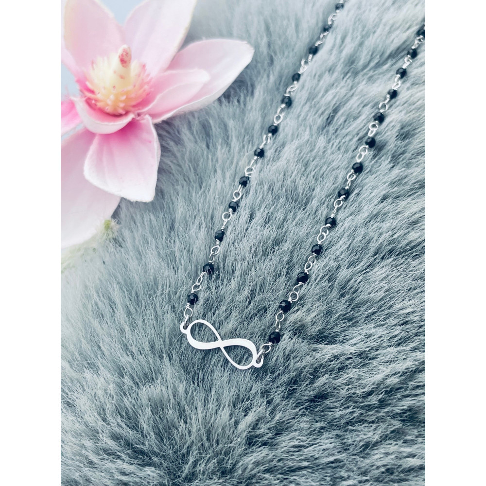 Infinity 925 Silber Halskette mit Onyx Halsband Damen