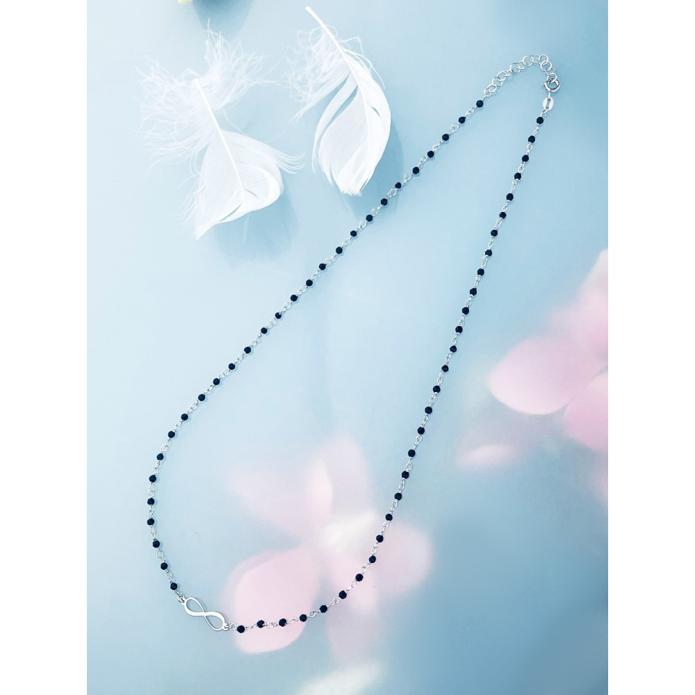 Infinity 925 Silber Halskette mit Onyx Halsband Damen